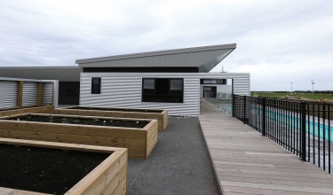 Side view with raised beds and pool | Builders in New Plymouth